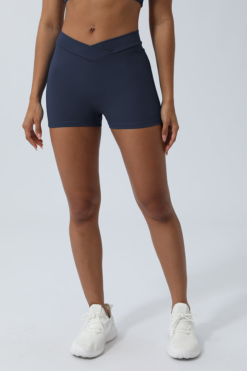 Women V-Cross Waist Butt Lifting Yoga Shorts