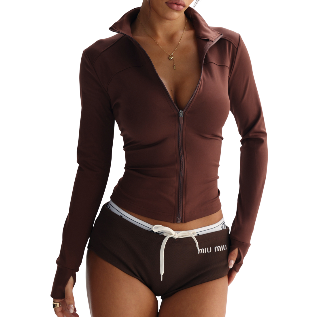 Women's Zip-Front Cropped Polo Top