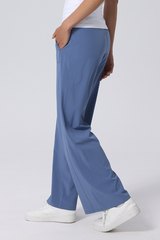 Women's Elastic Waist with Drawstring Wide Leg Sports Pants