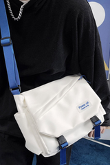 Unisex Streetwear Nylon Color-Block Flap Crossbody Bag