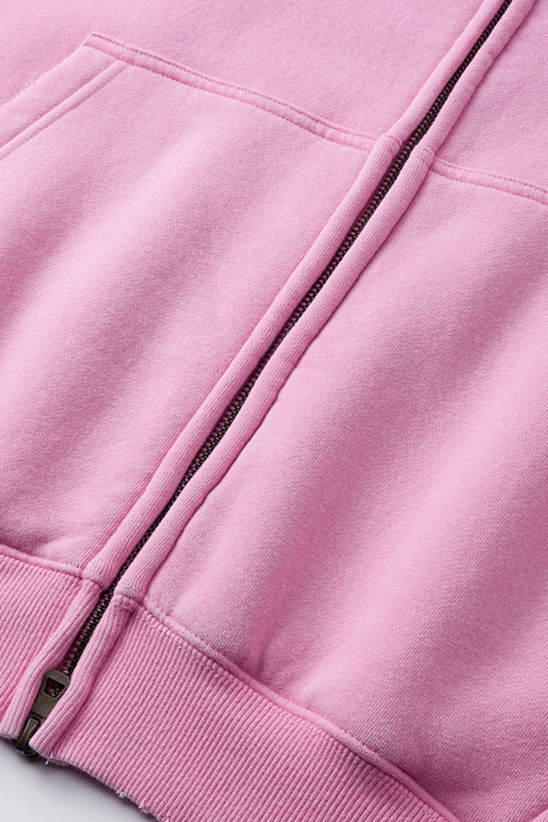 Unisex Fleece Boxy Zip Hoodie: Short Fit Wax Wash Retro Design