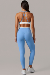 Women's Sport Triangle Cup Bra And V-Waist Leggings Yoga Set