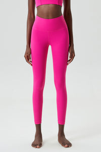 Solid high-rise threaded athletic leggings