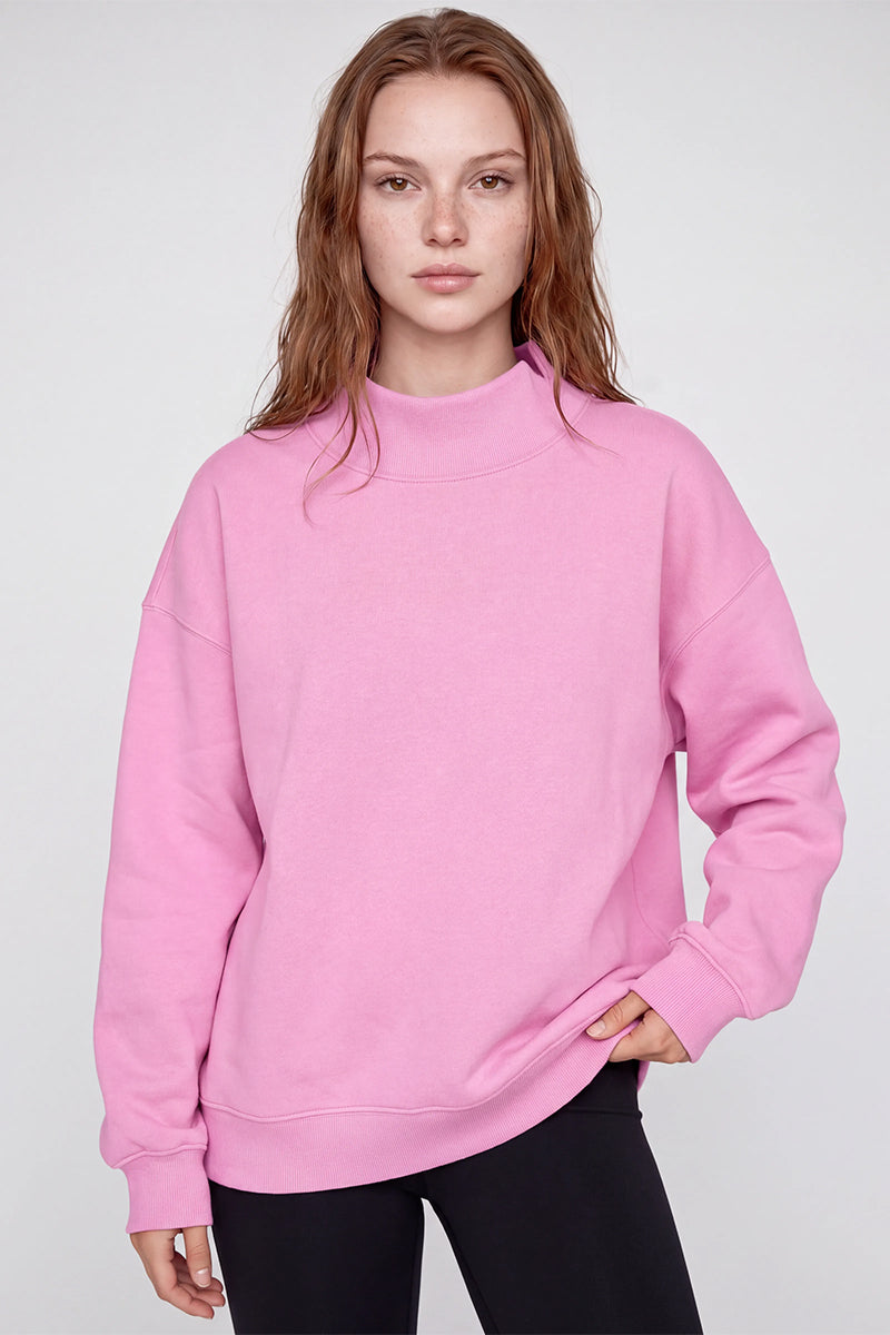 Women's Fall Fleece Mock Neck Sweatshirt with Side Neck Slit