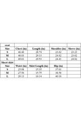 Plush cardigan and short skirt set