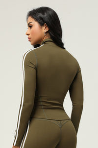 Women'S Zipper White Strips Sport Jacket