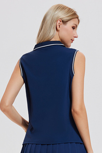 Women's Color Block Sleeveless Polo Athletic Tennis Tank Top