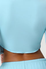 Women Slim Fit Wave Hem Yoga Long Sleeves