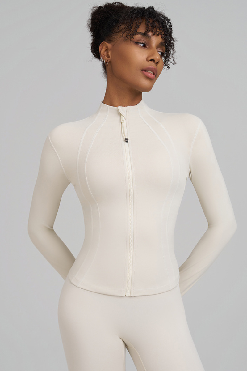 Stand-up collar with zipper fastening sports jacket