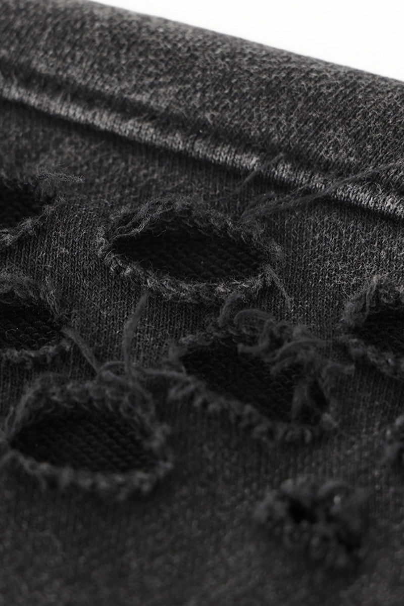 Men/Women Vintage Snow Wash Ripped Loose Hoodie