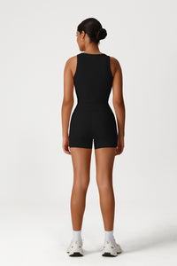 Women Slim Fit Quick-Dry Yoga Set: V-Neck Tank + High Waist Shorts