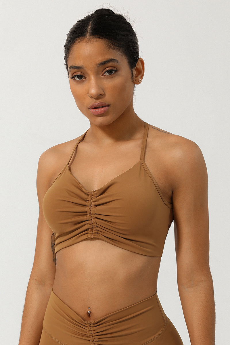 Women'S Pleated Cross Back Sport Bra