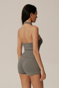 Women's Vintage Striped Set:Halter Tank Top & Shorts