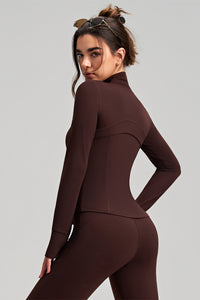 Women Slim-Fit High-Neck Finger-Loop Yoga Long Sleeve