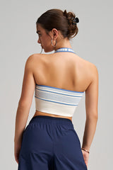 Women Halter Striped Quick-Dry Built-in Sports Bra