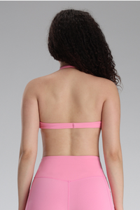 Women's Halter Neck Twist Front Deep V Sports Yoga Bra