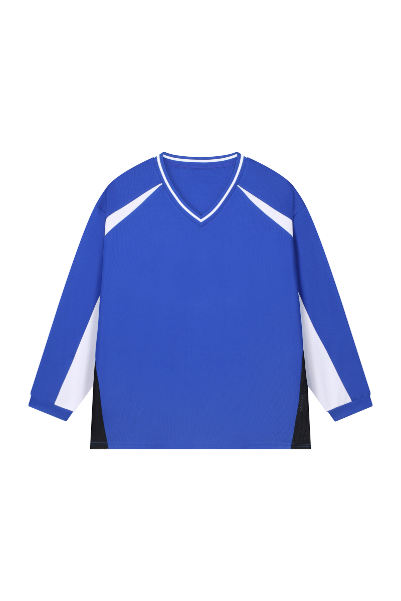 Men's V-Neck Color Block Breathable Mesh Panel Sports Jersey