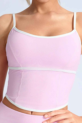 Women's Contrast Trim Contrat Crisscross Back Yoga Tank Top
