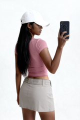 Women's slim round neck solid color short sleeves