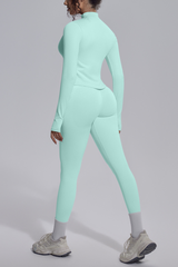 Women's Stand Collar Slim Fit Jacket & Yoga Leggings 2 Piece Set