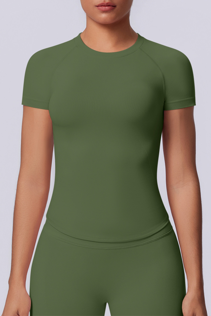 Women's Summer Seamless Solid High Stretch Breathable Tee