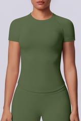 Women's Summer Seamless Solid High Stretch Breathable Tee