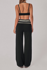 Women's Fall Vintage Fake Two Piece Bra & Yoga Pants Set