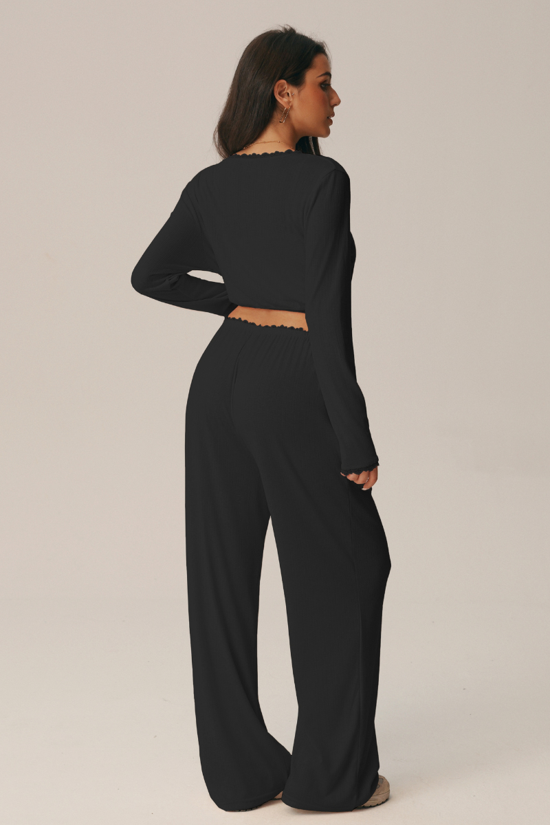 Women's 3 Piece Set: Bra & Long Sleeve Top & Casual Pants