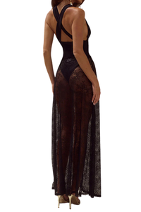 Women's Sexy Lace V Neck Backless One Piece Set - Solid