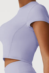 Women Seamless High Waisted Flared Yoga Set: Cropped T-Shirt + Flared Leggings