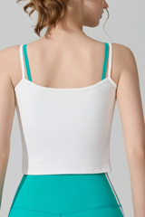 Women's Color‑Contrast Faux Two‑Piece Sports Cami Top