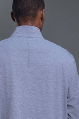 Men Half-Zip Stand Collar Breathable Loose Long Sleeve T-Shirt