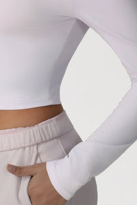 Women Off-Shoulder High-Stretch Yoga Fitness Long Sleeve Top