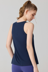 Women's Loose Sleeveless Side Slit Knottable Sports Tank Top