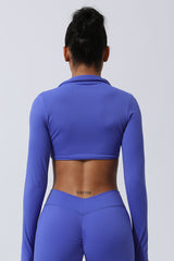 Women Lapel Yoga Sport Long Sleeve Shirts