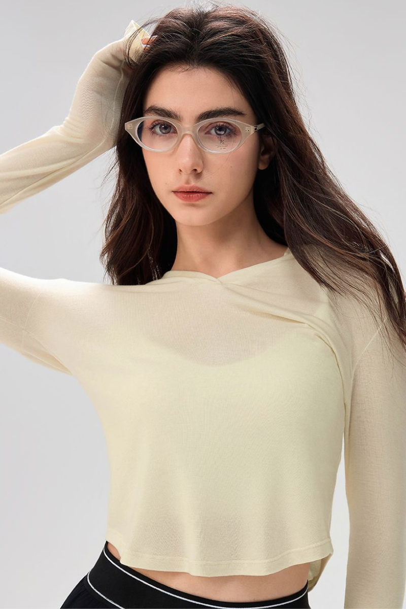 Women's Spring Loose Fit Lightweight V-neck Sheer Hoodie