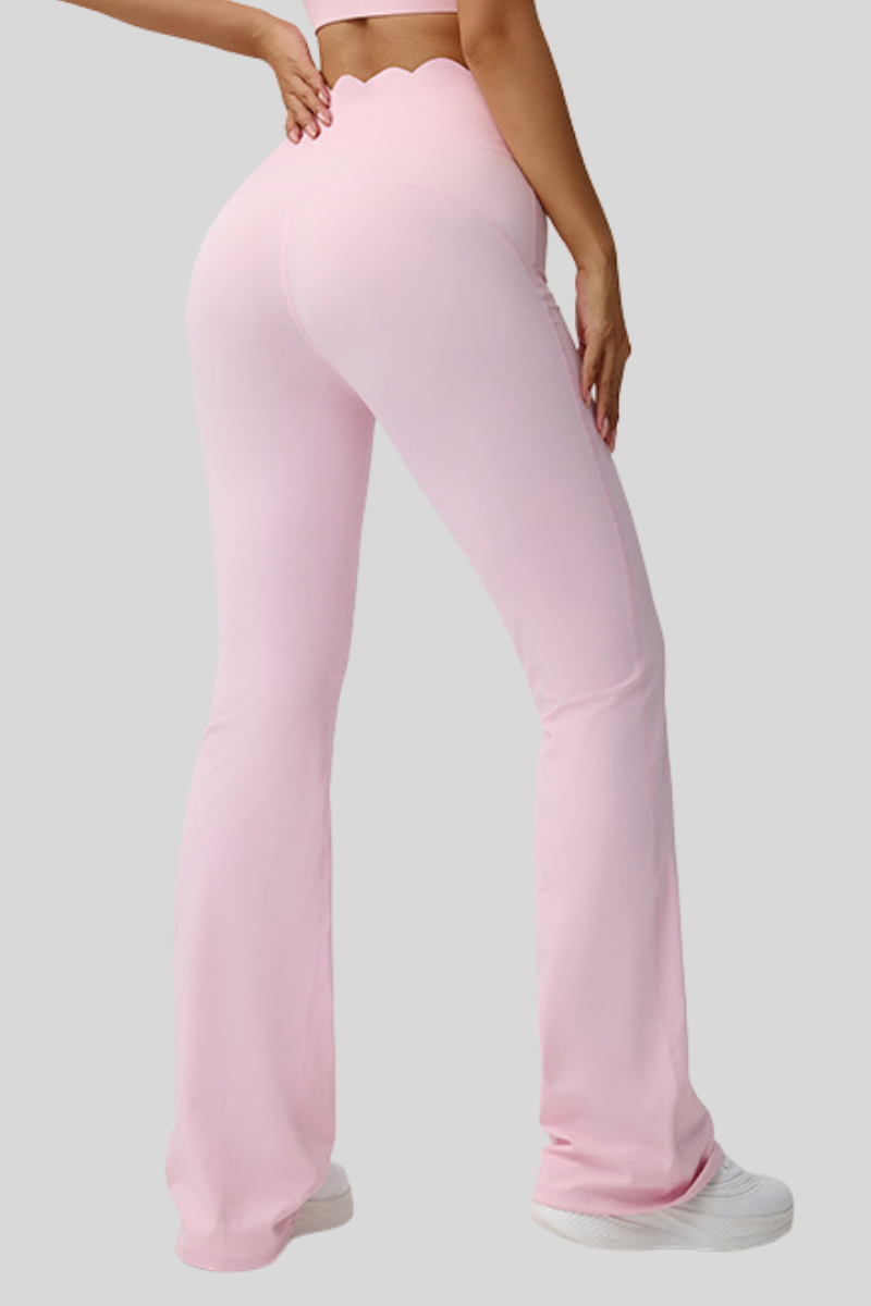 Women's Scalloped High Waist Naked Feel Flared Yoga Pants