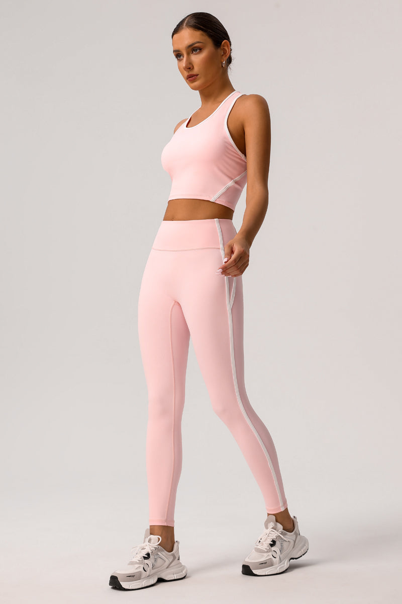 Trimmed sports bra & yoga leggings 2-piece set