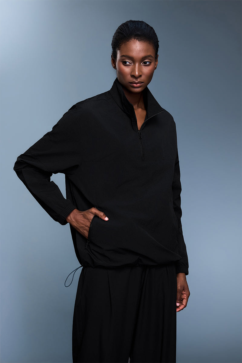 Women Stand Collar Half Zip Windproof Lightweight Workout Long Sleeve Jacket