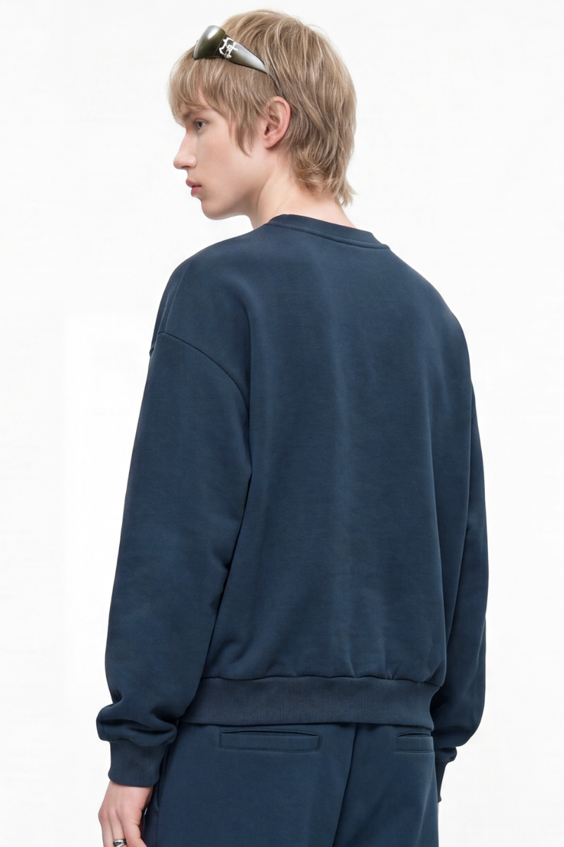 Men's Fall Heavyweight Fleece Cropped Crew Neck Sweatshirt