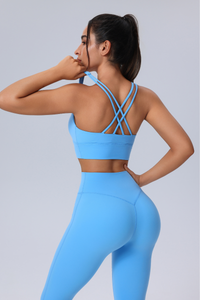 Women's Crisscross Back Sports Bra & Butt-Lifting Yoga Leggings Set