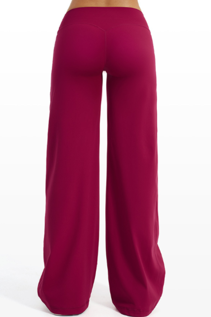 Women's High Waist V-Seam Butt Lifting Draped Wide Leg Pants