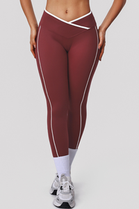 Women's Criss-Cross Waist Color-Blocked High-Waist Leggings