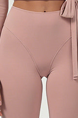 Women's ballet tie crop top and yoga pants set