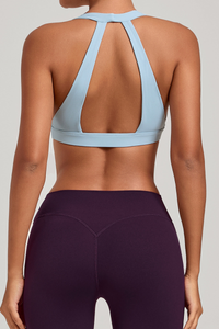Women's Athletic Halterneck V-neck Cut Out Bra