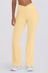 Women's Brushed Pleated Sports Yoga Flared Pants