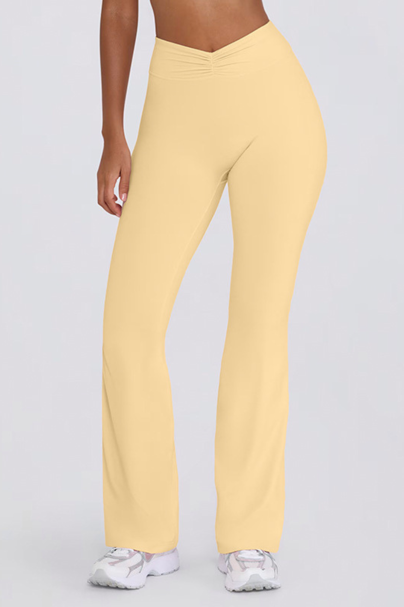 Women's Brushed Pleated Sports Yoga Flared Pants
