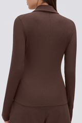 Women's Button-Front Polo Slim Fit Shirt Long-Sleeve Top
