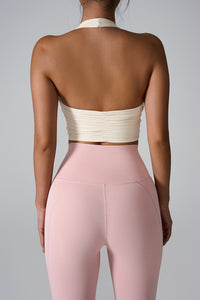Women'S Halterneck Gathered Sugar Yoga Sports Vest