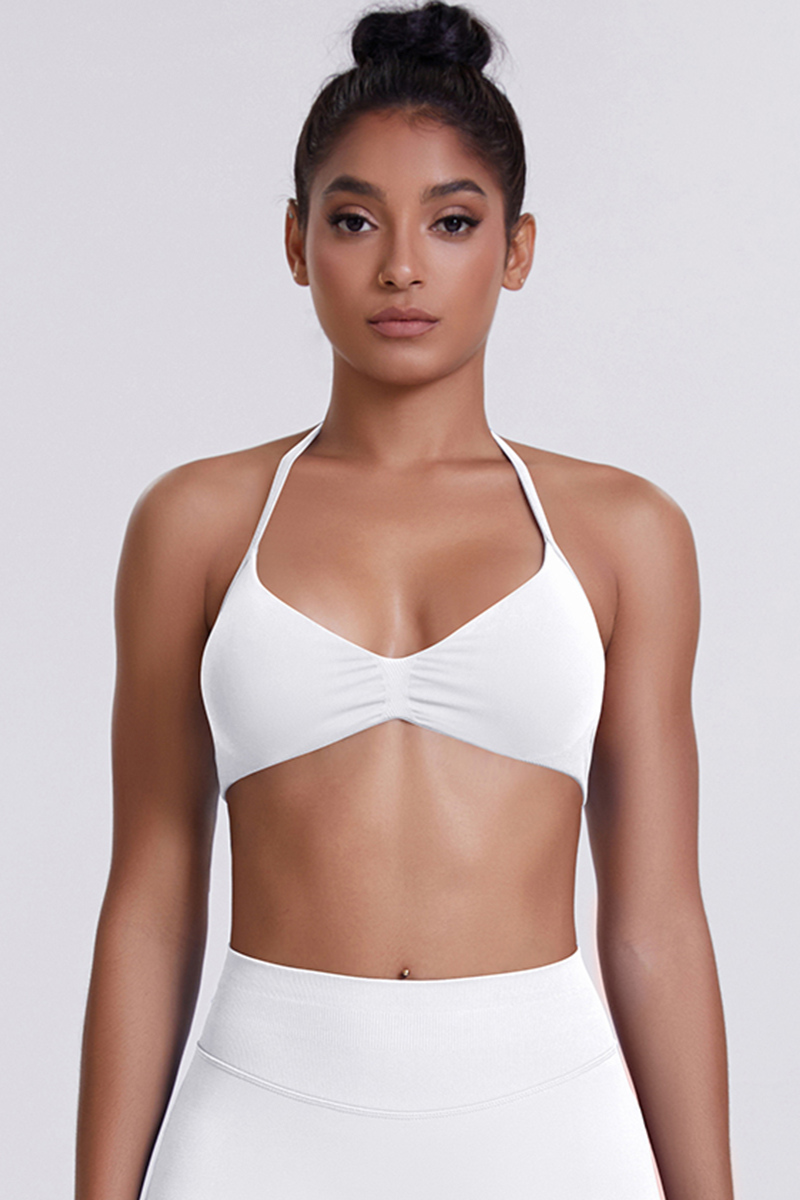 Women's Seamless Pleated Halterneck Sports Bra